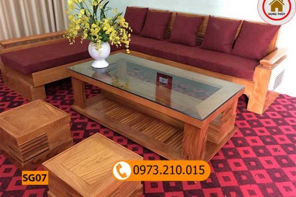 Bộ ghế sofa góc tay chồng trứng gỗ sồi Nga SG07