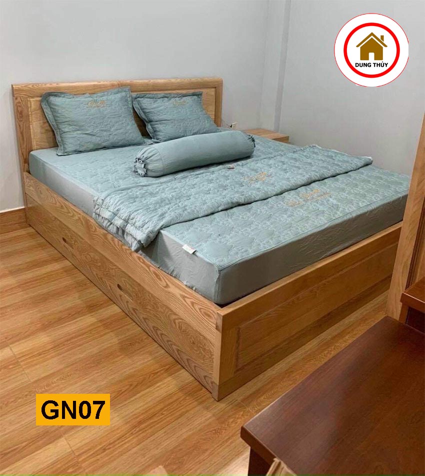 Giường ngủ 2 ngăn kéo gỗ sồi Nga GN07 chất