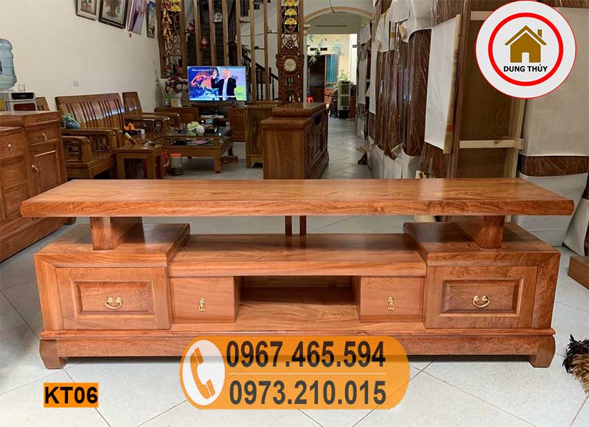 kệ tivi gỗ xoan đào 2 tầng KT06