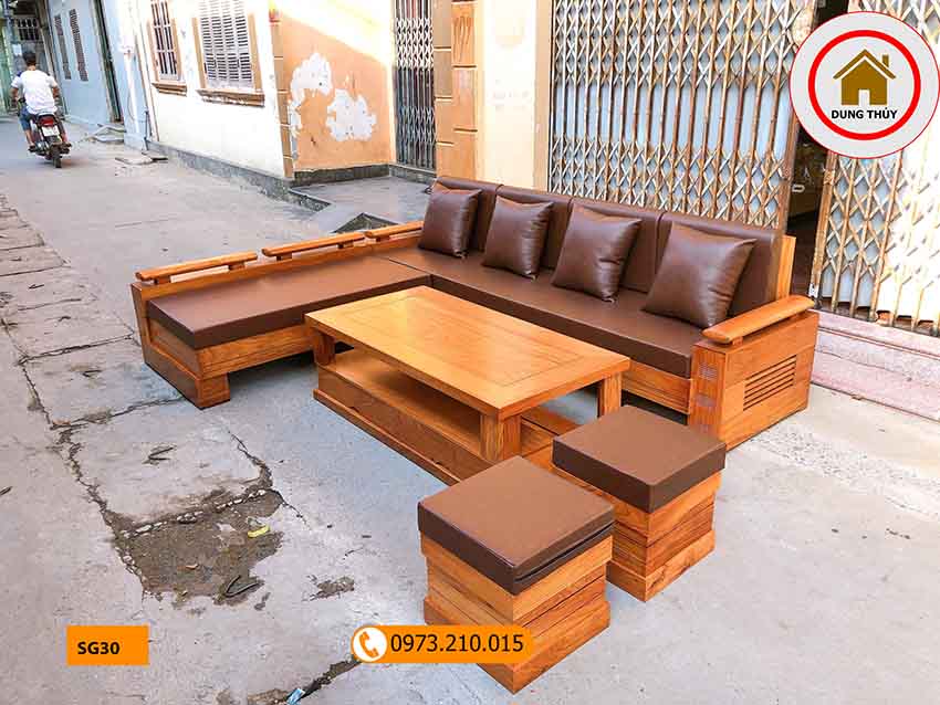 Bộ ghế sofa tay trứng gỗ gõ đỏ SG30