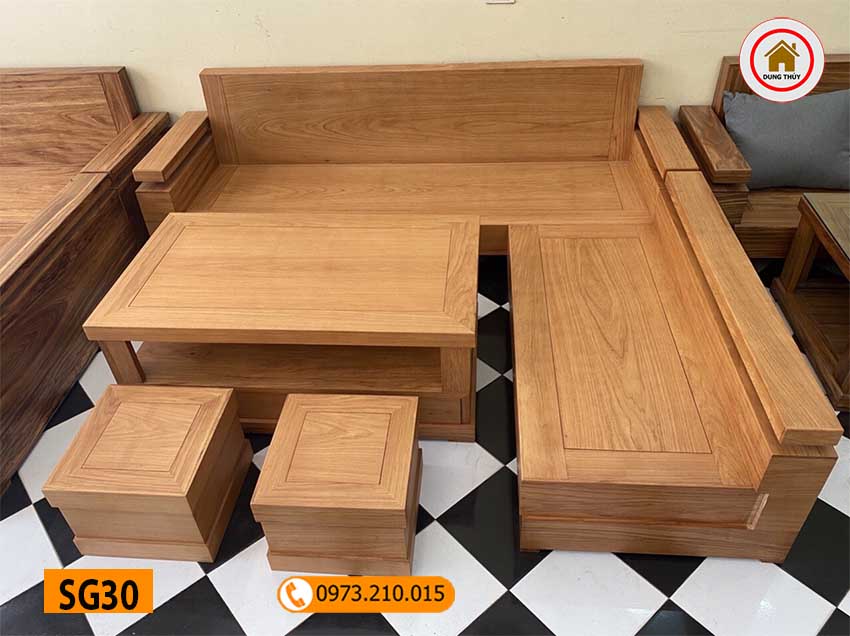 Bộ ghế sofa tay trứng gỗ gõ đỏ SG30