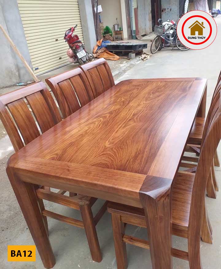 bàn ăn 6 ghế gỗ hương xám BA12 đẹp