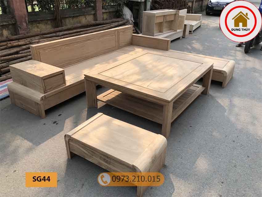 Bộ ghế sofa chân cuốn gỗ hương xám SG44