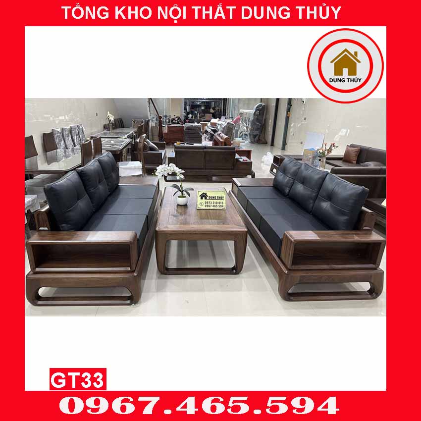 Bộ ghế đối chân quỳ gỗ óc chó GT33