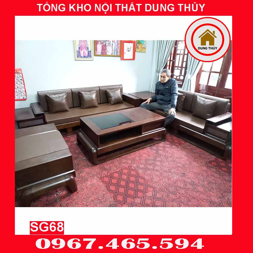 Bộ ghế sofa 2 văng đùi gà gỗ sồi Nga SG68 2024