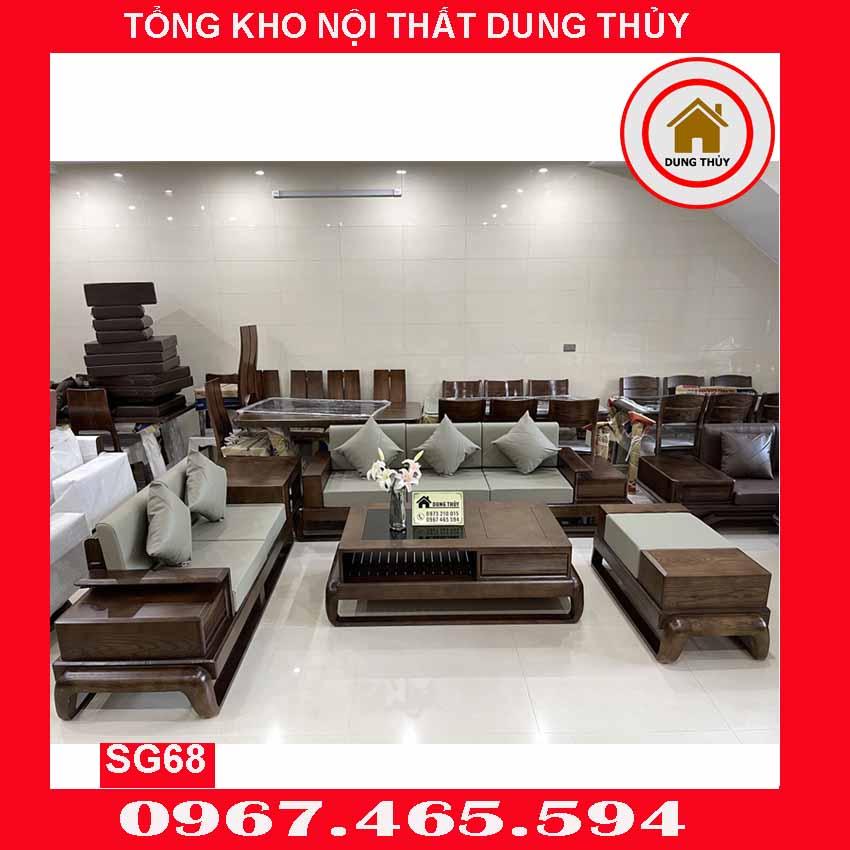 Bộ ghế sofa 2 văng hình đùi gà gỗ sồi Nga SG68