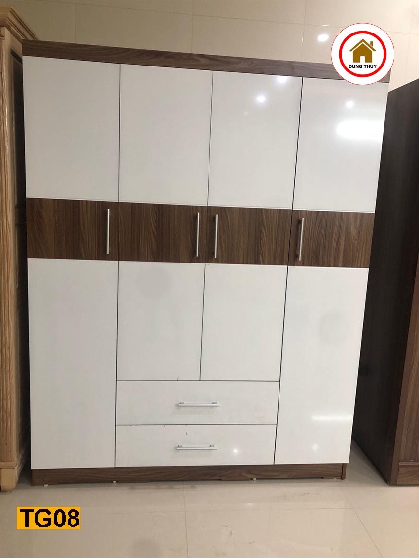 Tủ đựng quần áo 4 cánh 3 buồng gỗ công nghiệp TG08