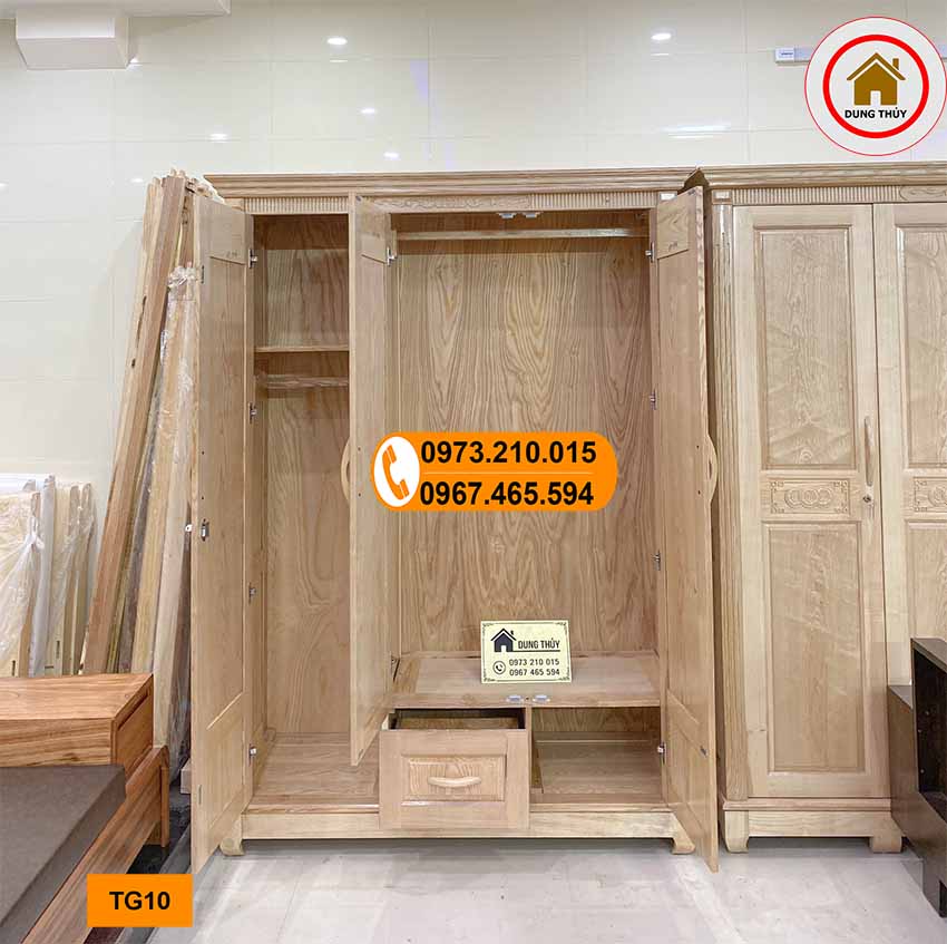 Tủ đựng quần áo 3 cánh 2 buồng gỗ sồi Nga TG10