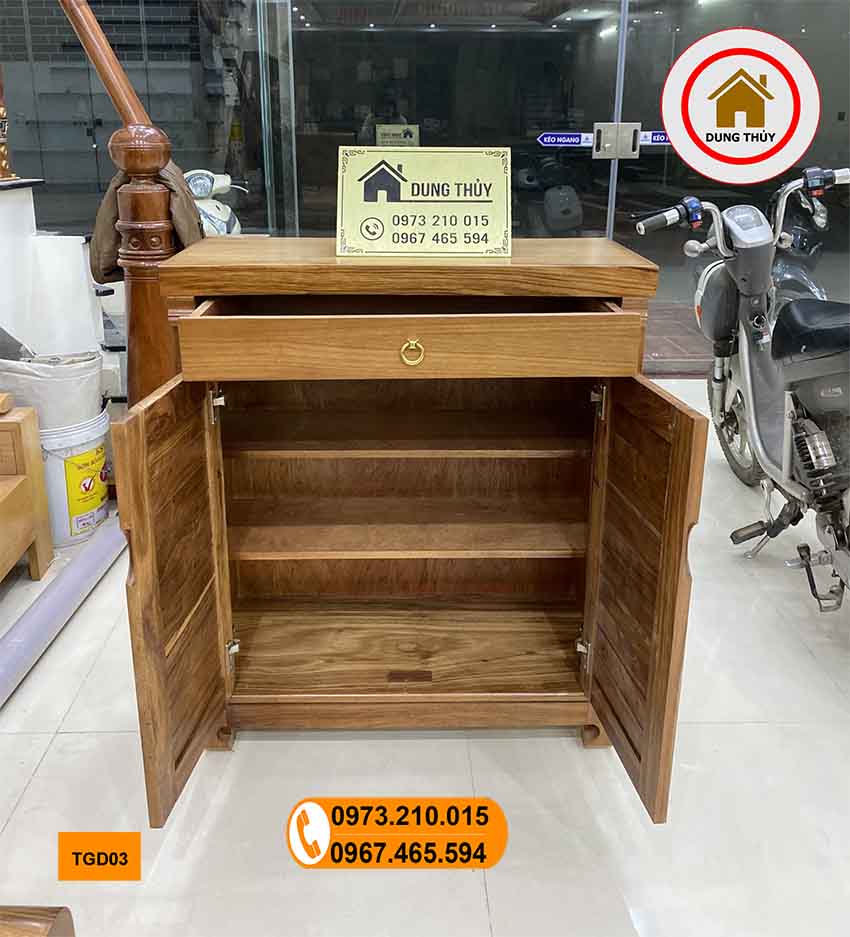 Tủ đựng giầy dép 2 cánh 3 tầng gỗ hương xám TG03