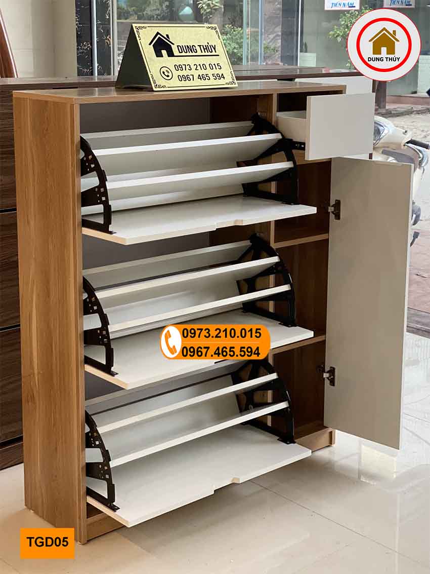Tủ giầy dép 3 tầng cánh lật 1 hộc gỗ công nghiệp TGD05