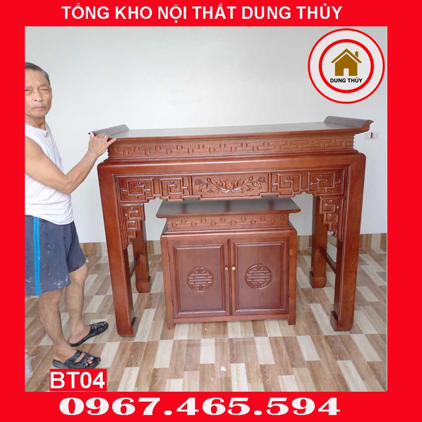 Kệ bàn thờ sen gỗ sồi Nga BT04