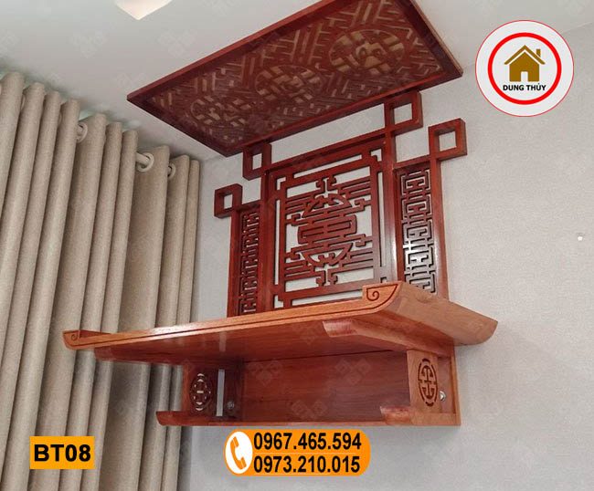 bàn thờ treo tường gỗ hương đá BT08