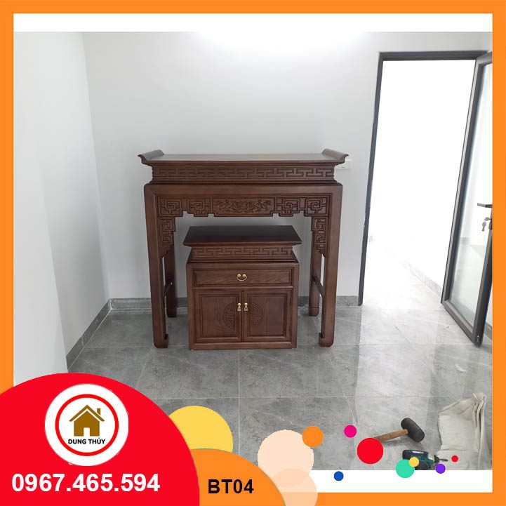 Kệ bàn thờ gỗ sồi Nga 2 tầng BT04