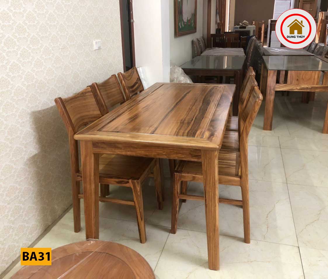 bàn ăn 6 ghế gỗ hương xám BA31 đẹp