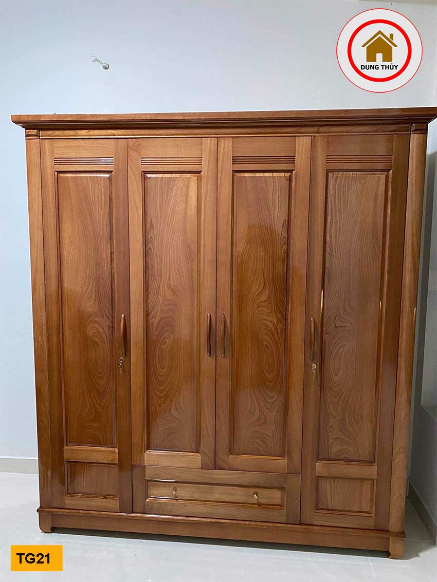 Tủ quần áo 4 cánh 3 buồng gỗ xoan đào TG21