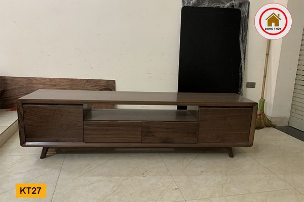 Kệ tivi chân oải 4 ngăn kéo gỗ óc chó KT27
