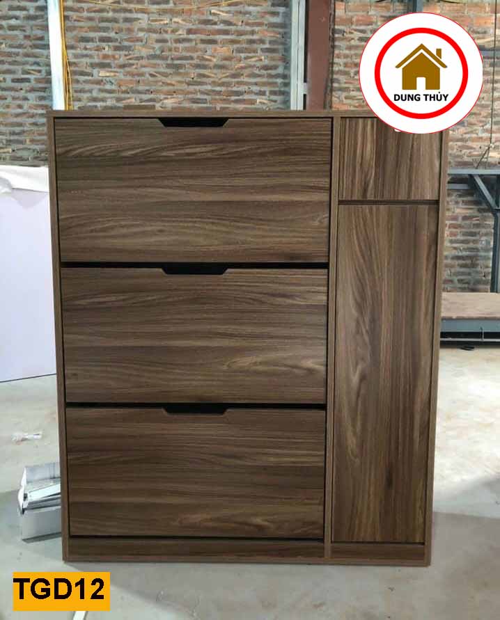 Tủ giầy dép 3 cánh gỗ sồi dạng cánh lật TGD12