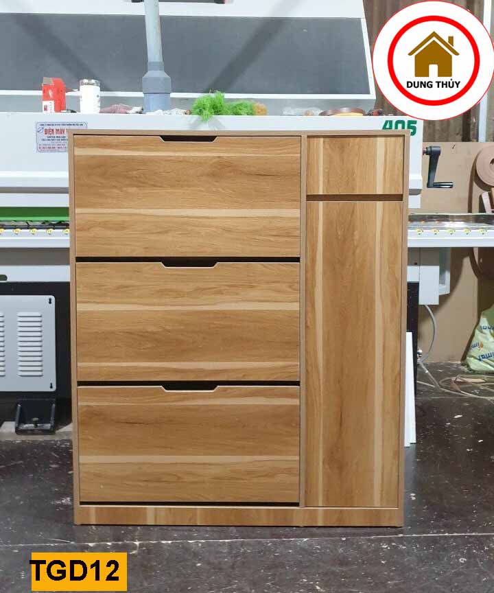 Tủ giầy dép 3 cánh gỗ sồi dạng cánh lật TGD12