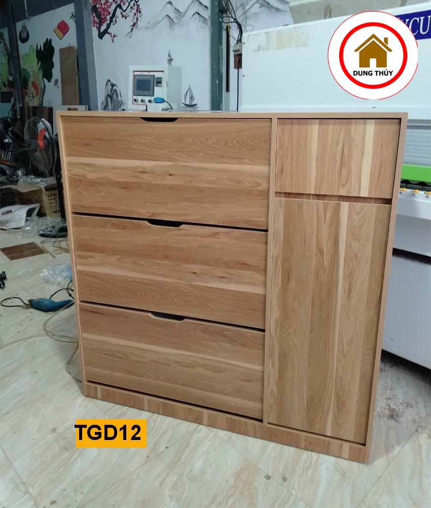 Tủ giầy dép 3 cánh gỗ sồi dạng cánh lật TGD128