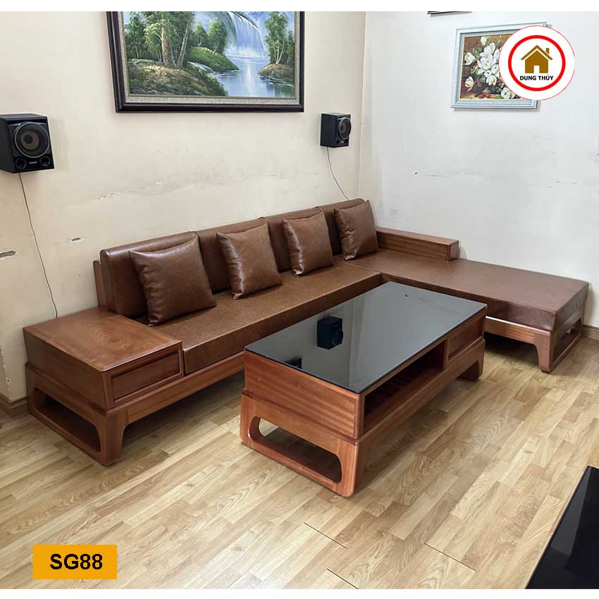 Bộ ghế sofa chân quỳ gỗ xoan đào Nam Phi SG88 xịn
