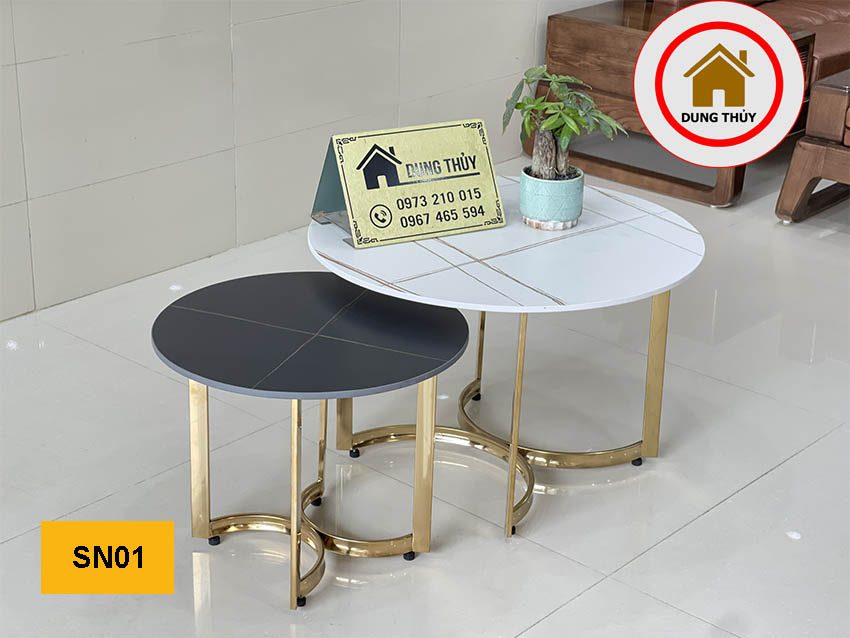 Sofa mặt đá ceremic kèm bàn trà tròn SN01