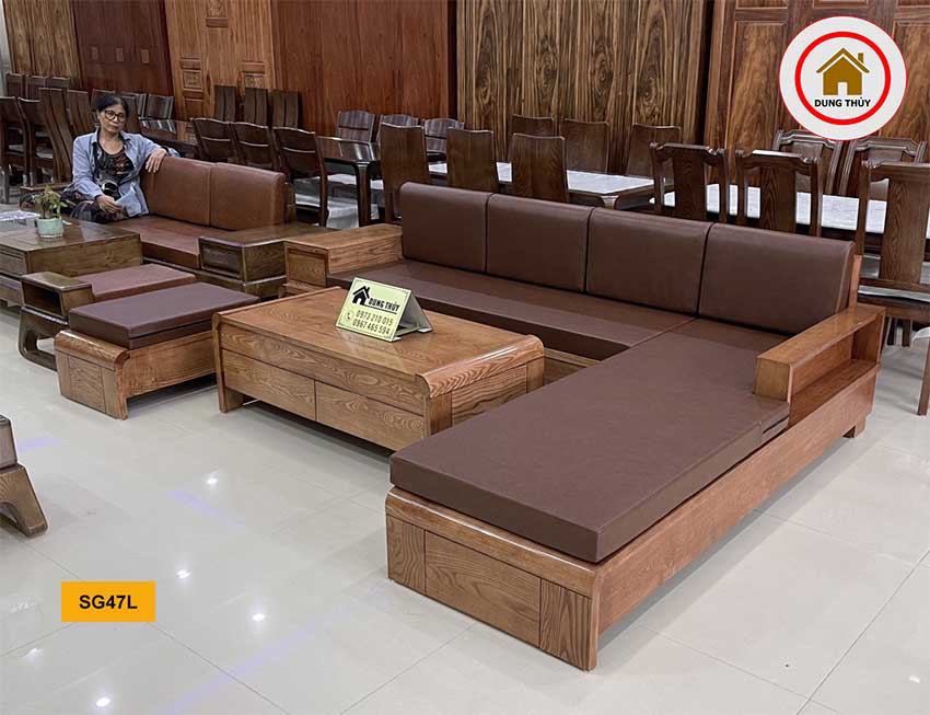 sofa góc chữ L chân cuốn SG47 đẹp