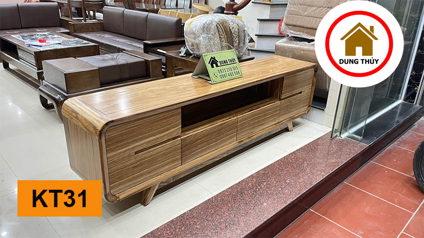 Kệ tivi bo 6 ngăn kéo gỗ hương xám KT31