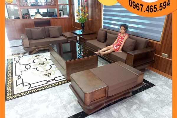 Bộ ghế sofa 2 văng phi thuyền gỗ sồi Nga SG91 Bắc Kan
