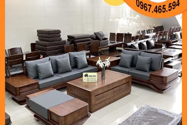 Bộ ghế sofa 2 văng phi thuyền gỗ sồi Nga SG91 Bắc Ninh