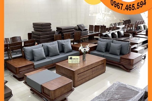 Bộ ghế sofa 2 văng phi thuyền gỗ sồi Nga SG91 Bắc Ninh