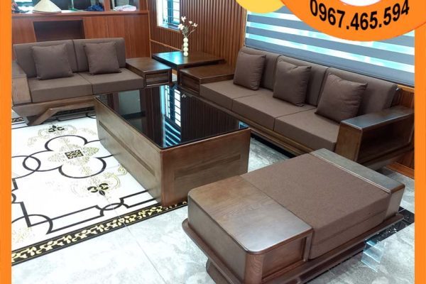 Bộ ghế sofa 2 văng phi thuyền gỗ sồi Nga SG91 Bắc Kan