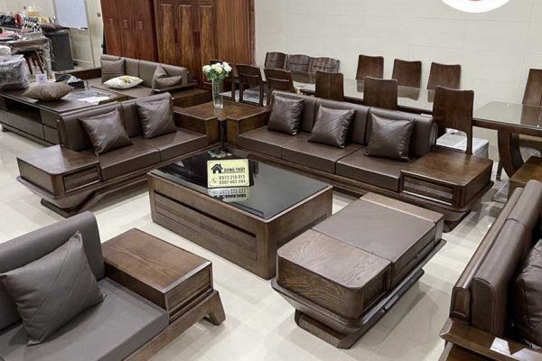 Bộ ghế sofa 2 văng phi thuyền gỗ sồi Nga SG91