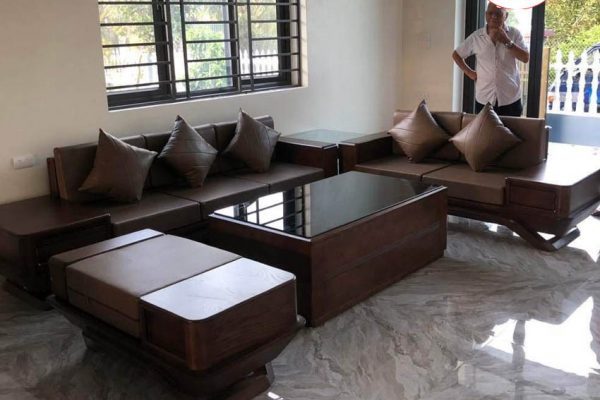 Bộ ghế sofa 2 văng phi thuyền gỗ sồi Nga SG91 đỉnh chất