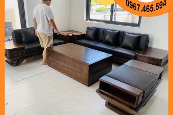 Bộ ghế sofa 2 văng phi thuyền gỗ sồi Nga SG91 đỉnh fb