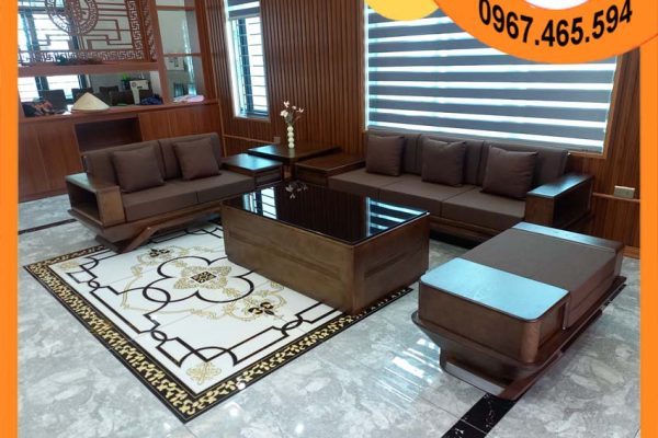 Bộ ghế sofa 2 văng phi thuyền gỗ sồi Nga SG91 Bắc Kan