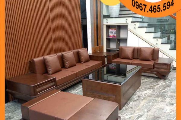 Bộ ghế sofa 2 văng phi thuyền gỗ sồi Nga SG91