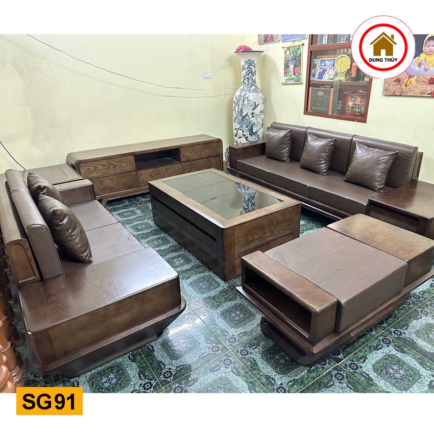 Bộ ghế sofa 2 văng phi thuyền gỗ sồi Nga SG91