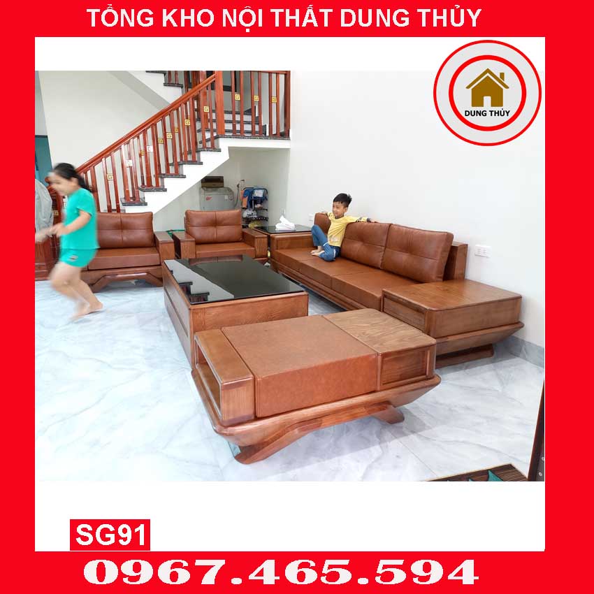 Bộ ghế sofa 2 văng phi thuyền gỗ sồi Nga SG91