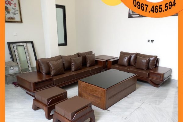 Bộ ghế sofa 2 văng phi thuyền gỗ sồi Nga SG91 qn