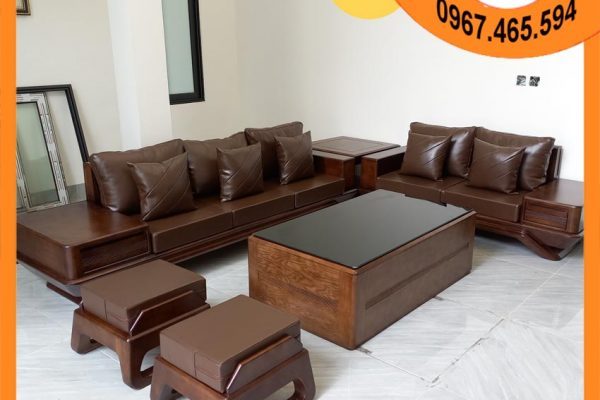 Bộ ghế sofa 2 văng phi thuyền gỗ sồi Nga SG91 qn