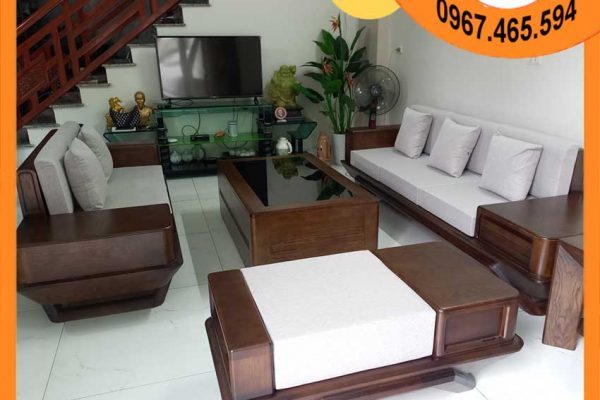 Bộ ghế sofa 2 văng phi thuyền gỗ sồi Nga SG91 đẹp nét