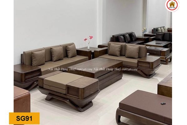 Bộ ghế sofa 2 văng phi thuyền gỗ sồi Nga SG91 xd