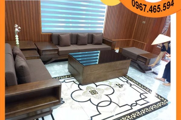 Bộ ghế sofa 2 văng phi thuyền gỗ sồi Nga SG91 Bắc Kan