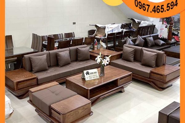 Bộ ghế sofa 2 văng phi thuyền gỗ sồi Nga SG91