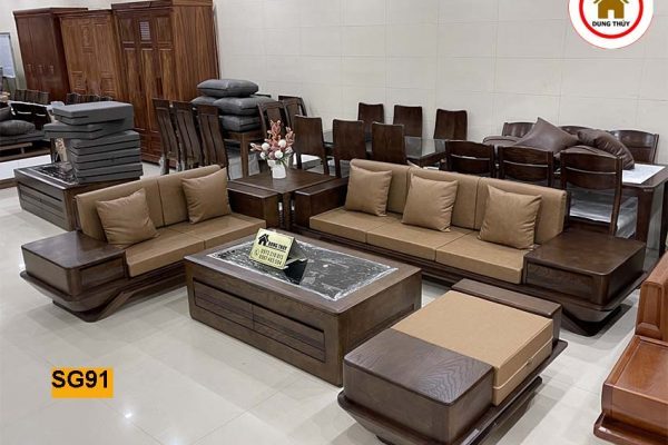 Bộ ghế sofa 2 văng phi thuyền gỗ sồi Nga SG914