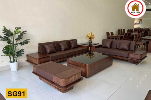 Bộ ghế sofa 2 văng chân thuyền cong gỗ sồi Nga SG91