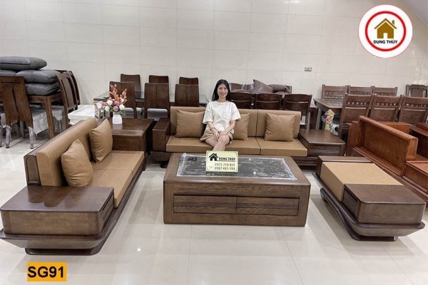Bộ ghế sofa 2 văng phi thuyền gỗ sồi Nga SG914
