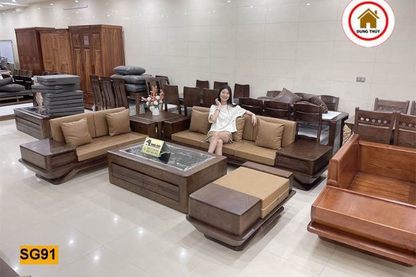 Bộ ghế sofa 2 văng phi thuyền gỗ sồi Nga SG914