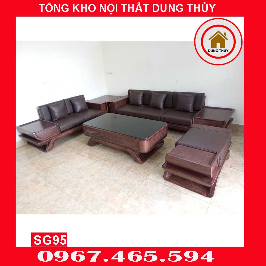 Bộ ghế sofa 2 văng thuyền cánh cong gỗ sồi Nga SG95