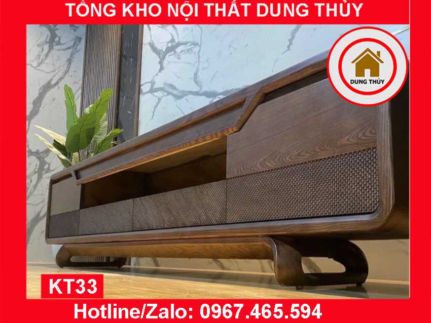 Kệ tivi chân xoắn quỳ gỗ sồi Nga KT33